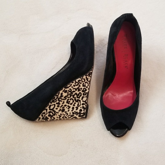 White House Black Market Shoes - WHBM Leopard Print Calf Hair Melissa Wedges